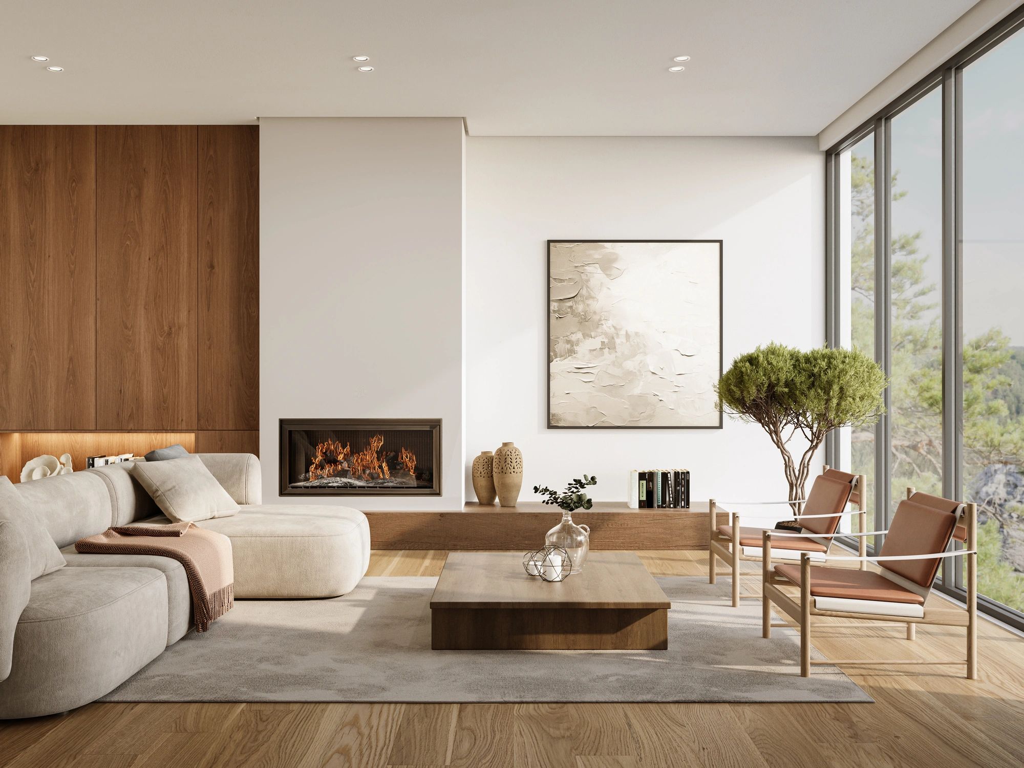Statement lighting in living room